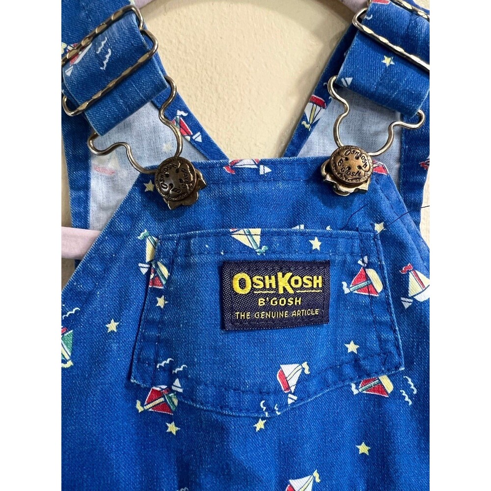 Vintage OshKosh B'Gosh Sailboat Overalls 6-9 months Shortalls